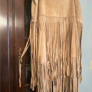 New York & Company Beige Fringe Maxi Skirt